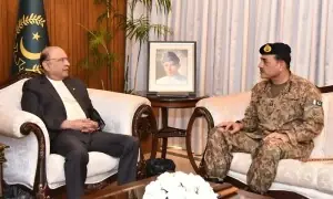 صدر مملکت سے فیلڈ مارشل کی ملاقات، افغان طالبان کے جارحانہ اقدامات پر پاک فوج کے موٴثر جواب سے آگاہ کیا