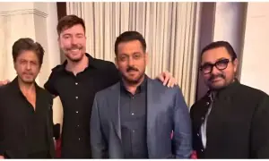 مسٹر بیسٹ اور بالی وُڈ کے تینوں خان ایک فریم میں، سوشل میڈیا پر ہلچل مچ گئی