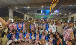 Lyari football team returns home after shining at Singapore Cup 2025