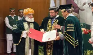Maulana Fazlur Rehman awarded honorary doctorate at Governor House Sindh