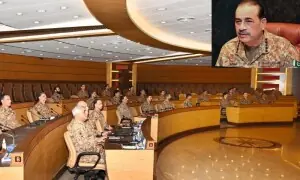 بھارتی حمایت یافتہ دہشت گردوں سے بغیر رعایت نمٹا جائے گا: کور کمانڈرز کانفرنس بھارتی حمایت یافتہ دہشت گردوں سے بغیر رعایت نمٹا جائے گا: کور کمانڈرز کانفرنس