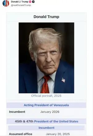 Trump portrays himself as &lsquo;Acting President of Venezuela&rsquo; on social media