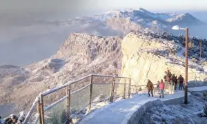 Rare snowfall reported at Gorakh Hill after 13 years