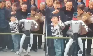 پرفارمنس کے دوران روبوٹ نے اچانک بچے کو تھپڑ جڑ دیا