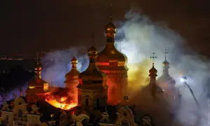 Nine killed, historic monastery on fire as Ukraine faces major Russian attacks