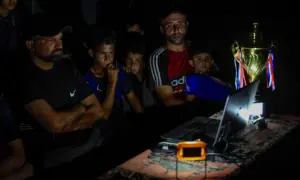 Gazans displaced by war watch World Cup from ruins