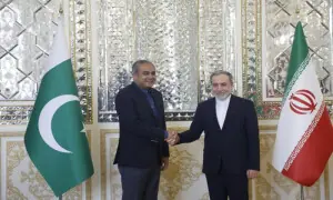 Naqvi arrives in Tehran, meets Iranian foreign minister