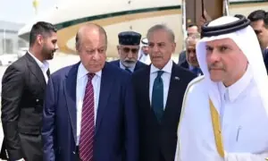 Nawaz, Shehbaz arrive in Doha to offer condolences over former emir's death