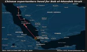 Two Chinese tankers with Saudi oil head to Bab El Mandeb for Red Sea exit