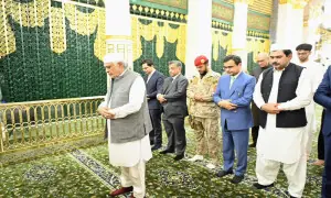 Ishaq Dar arrives in Madina, offers prayers at Masjid-e-Nabawi