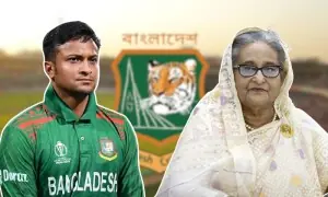 حسینہ واجد کی حمایت، شکیب الحسن پر بنگلہ دیش کے لیے کھیلنے پر پابندی عائد حسینہ واجد کی حمایت، شکیب الحسن پر بنگلہ دیش کے لیے کھیلنے پر پابندی عائد