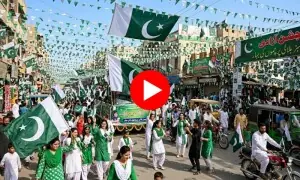 جشن آزادی: سبز ہلالی پرچموں اور جھنڈیوں کی بہار