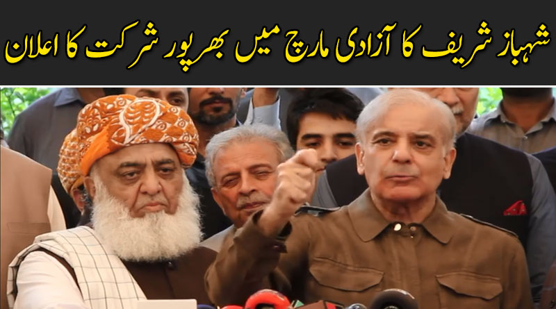 شہباز شریف کا آزادی مارچ میں بھرپور شرکت کا اعلان