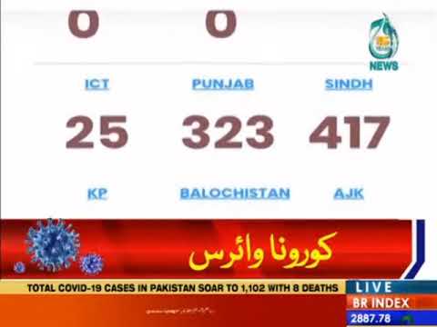 Mulk bhar main corona cases ki tadad 1102 hogae