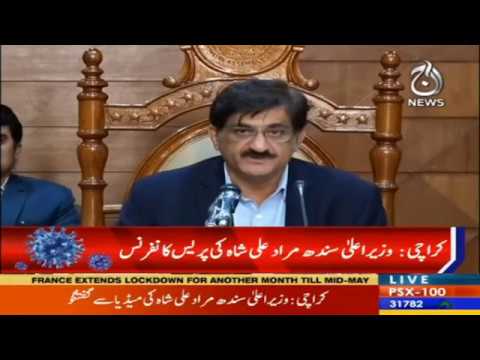 Karachi : Chief Minister  Murad Ali Shah conferring to media