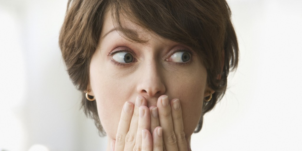 Scared Caucasian woman