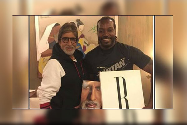 ویسٹ انڈیزکے کھلاڑی کرس گیل اورامیتابھ بچن کے درمیان ملاقات