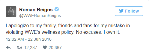 ڈبلیو ڈبلیو ای سپر سٹار کو معطل کر دیا گیا