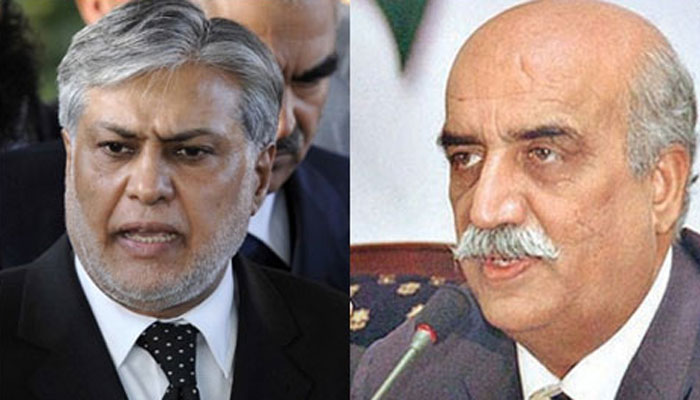 وزیرخزانہ اسحاق ڈارکی اپوزیشن لیڈر خورشید شاہ سے ملاقات