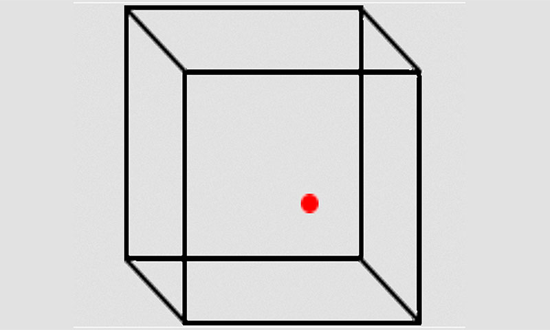 لال رنگ کی بال کیوب کے اندر ہے یا باہر؟ بتایئے