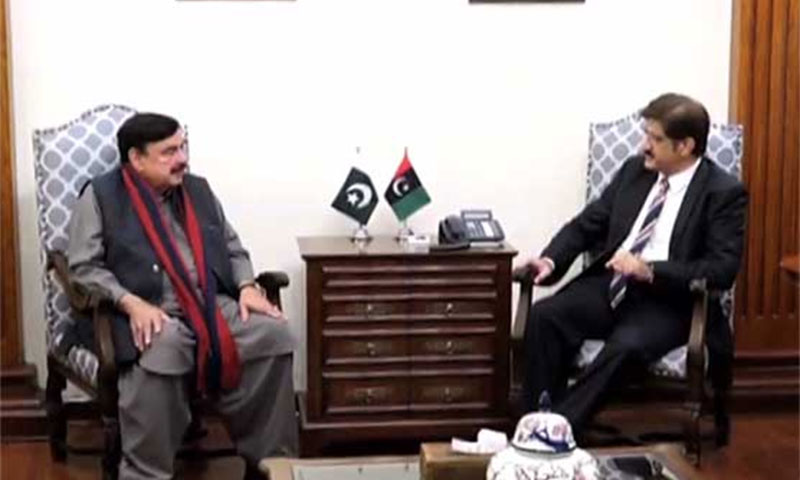 وزیراعلیٰ سندھ سے شیخ رشید کی ملاقات ، کراچی سرکلر ریلوے پر بات چیت